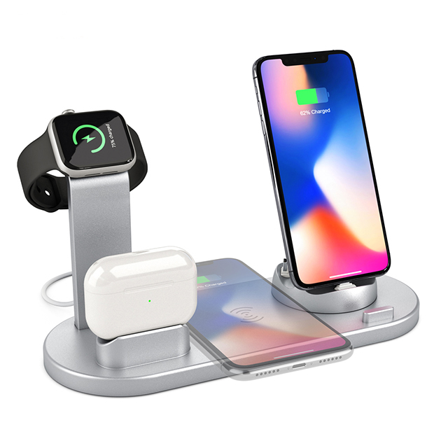 Customized Logo Dock Charger Stand Smartphone Wireless USB Charging Station For Earbuds Apple Watch